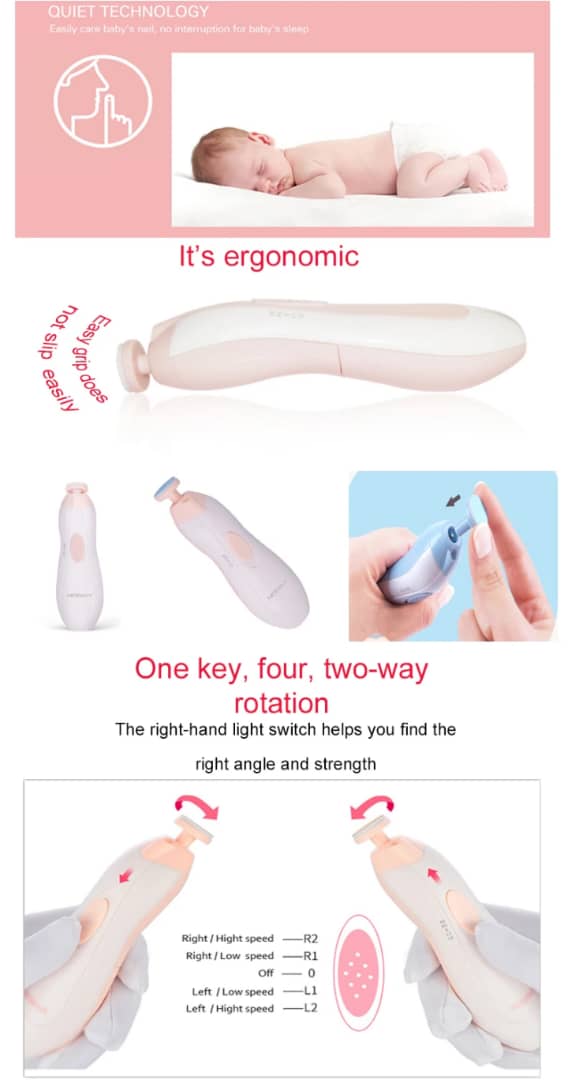 Lime ongle électrique pour bébé - Douce, sure et efficace